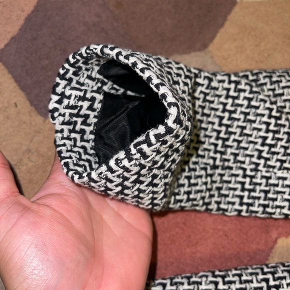 Zara Double-Breasted Textured Tweed Blazer L - Black and White - Picture 10 of 13